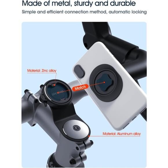 Bike Phone Mount,Mountain Bicycle Cell Phone Holder,Universal Aluminum Handlebar - Picture 3 of 7